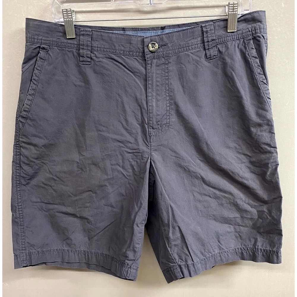 Columbia Chino Shorts Mens 34x10 Navy Blue Cotton Logo Casual Wear Flat Front